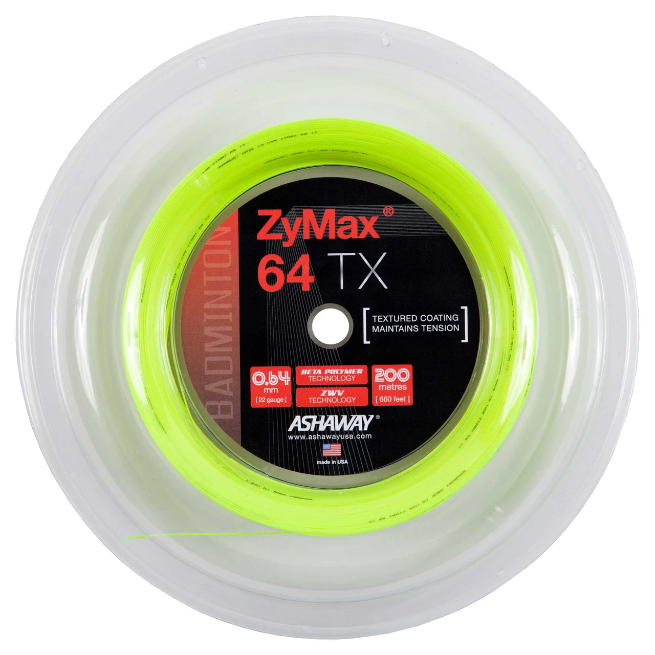 Ashaway ZyMax 64 TX 0.64mm Badminton 200M Reel 4 Ashaway ZyMax 64 TX 0.64mm Badminton 200M Reel - Image 2