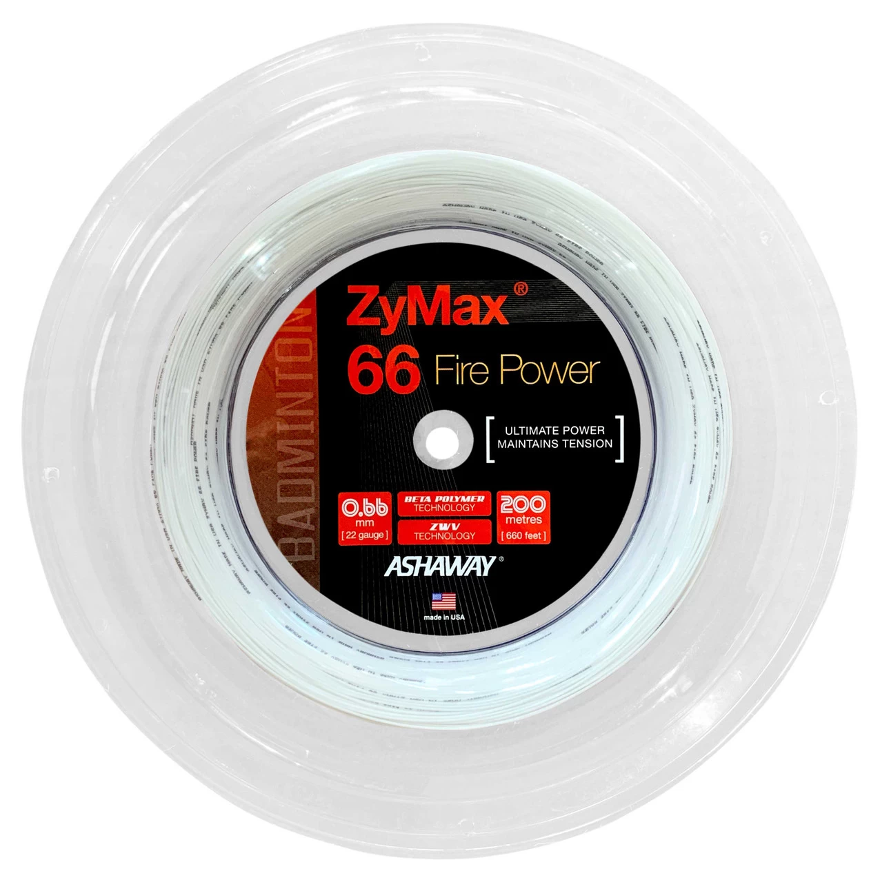 Ashaway ZyMax 66 Fire Power 0.66mm Badminton 200M Reel 4 Ashaway ZyMax 66 Fire Power 0.66mm Badminton 200M Reel - Image 2