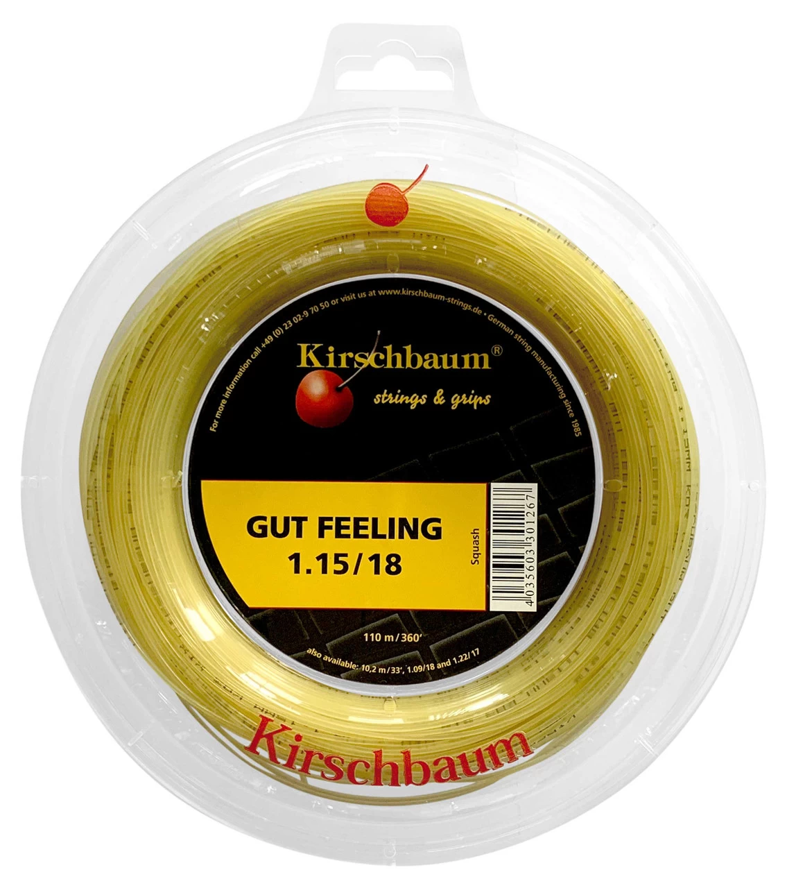 Kirschbaum Gut Feeling 18 1.15mm Squash 110M Reel 3 Kirschbaum Gut Feeling 18 1.15mm Squash 110M Reel